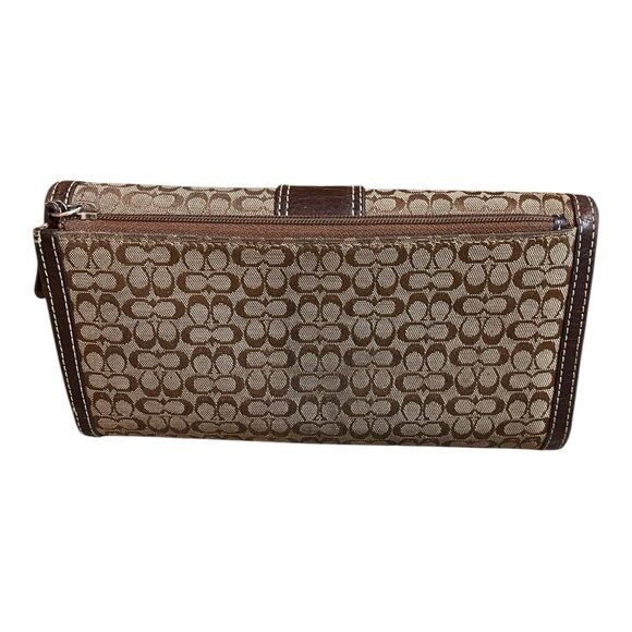 VTG Coach Signature C Brown Canvas Leather Buckle Wallet And Checkbook Holder - Picture 2 of 12